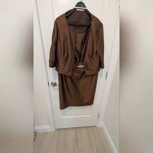 Chic Brown Midi Skirt Ensemble